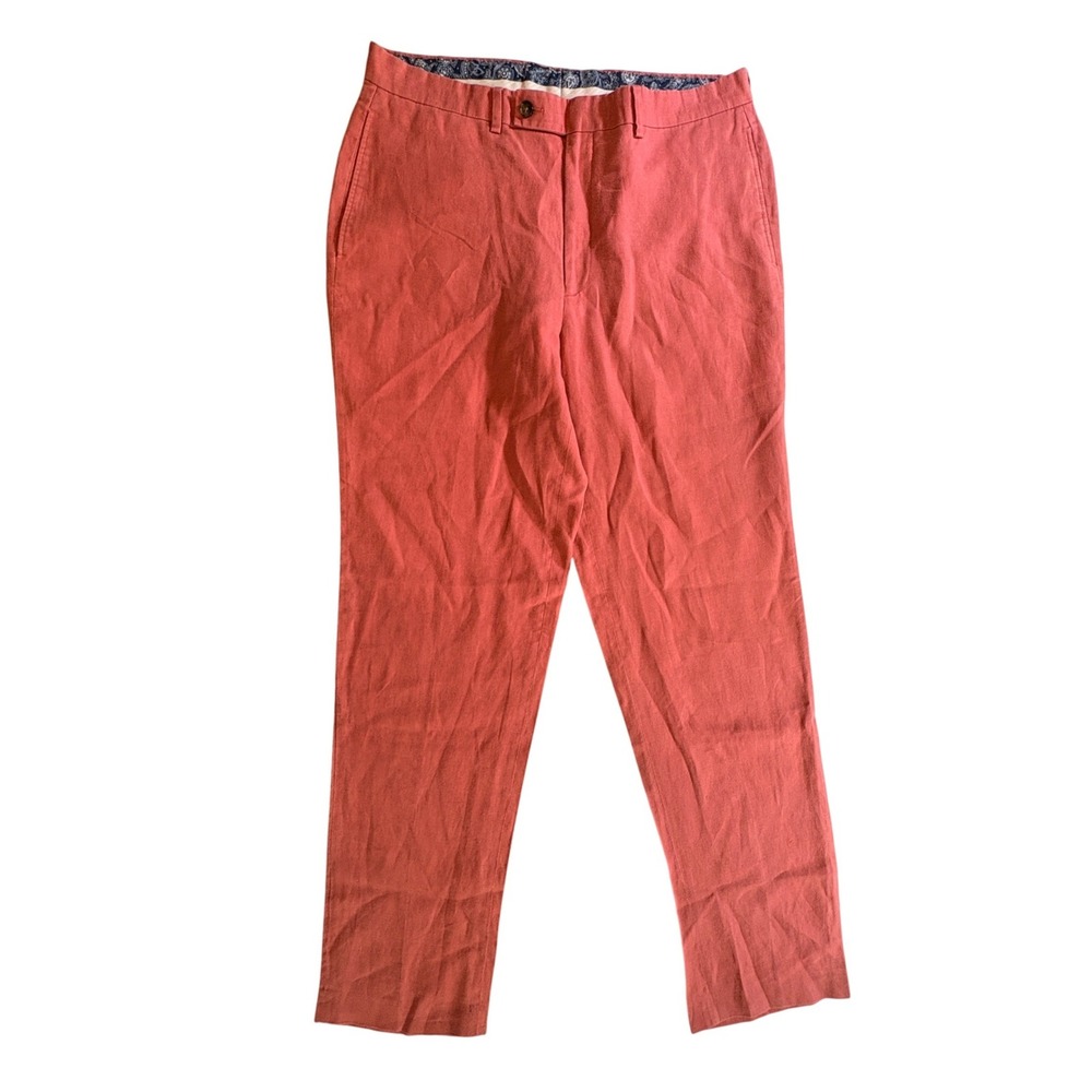 Lauren Ralph Lauren Linen Pants Mens 34x34 Salmon Pink Straight Dress Trousers